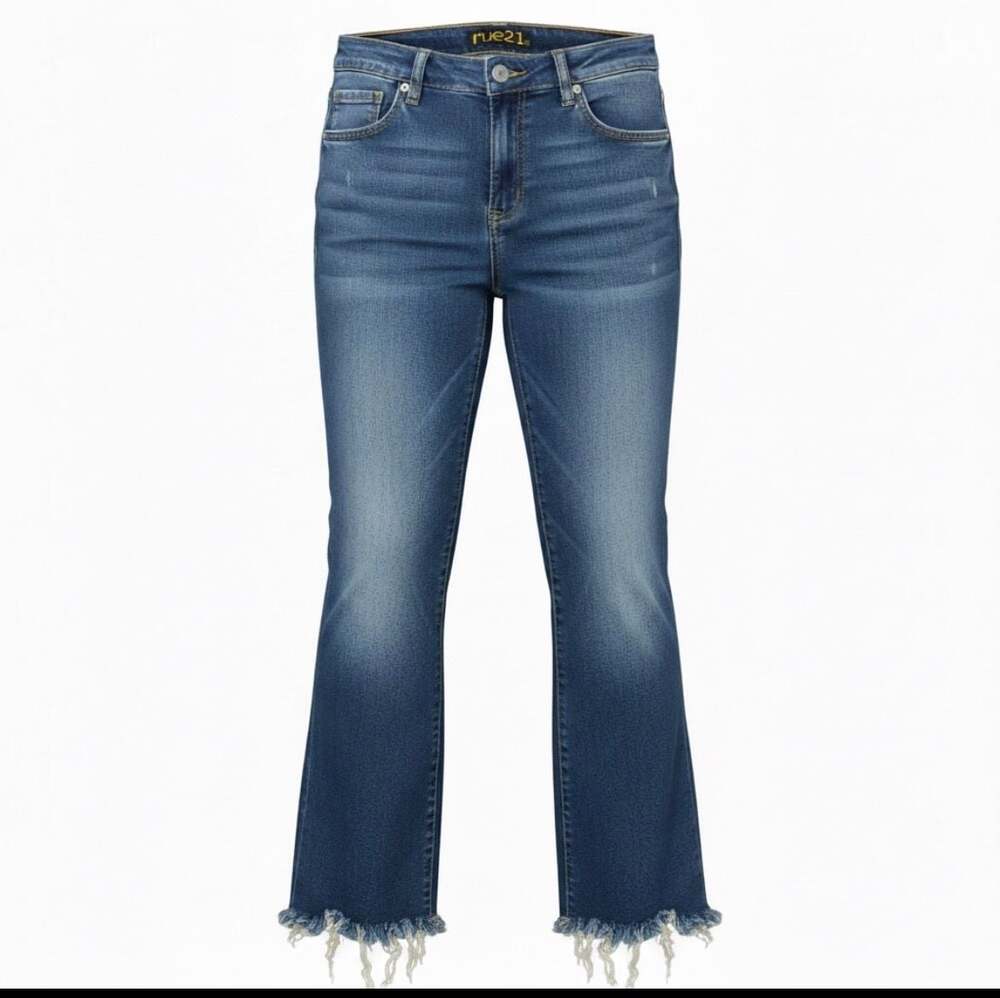 rue21 High-Rise Raw Hem Crop Flare Jeans